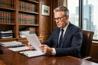 Avocat consultant des documents juridiques sur l'obligation alimentaire et la pension alimentaire dans un cabinet d'avocats