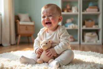 Bébé de six mois en body coton dans un environnement moderne