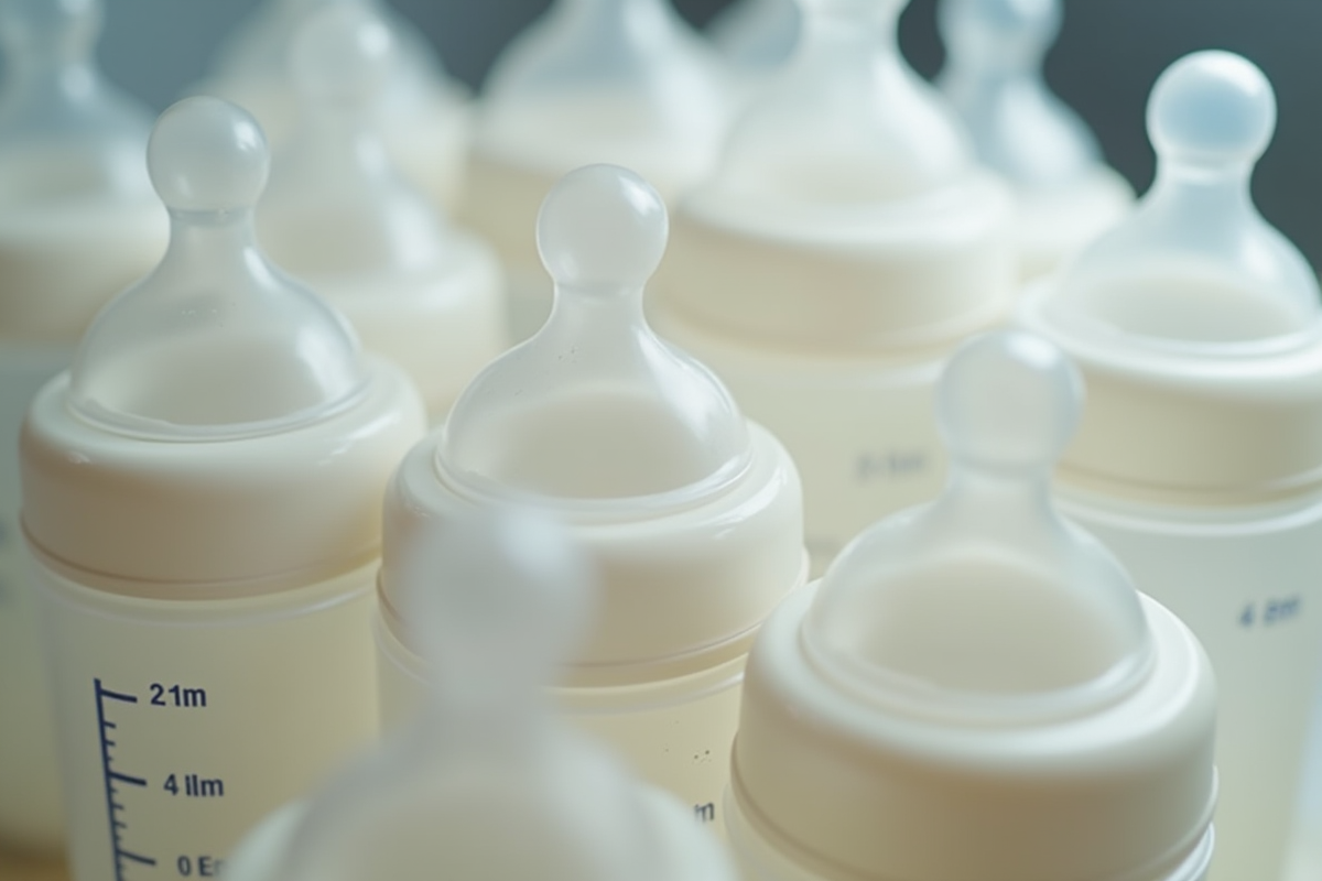 Biberons pour bébé avec mesures précises visibles