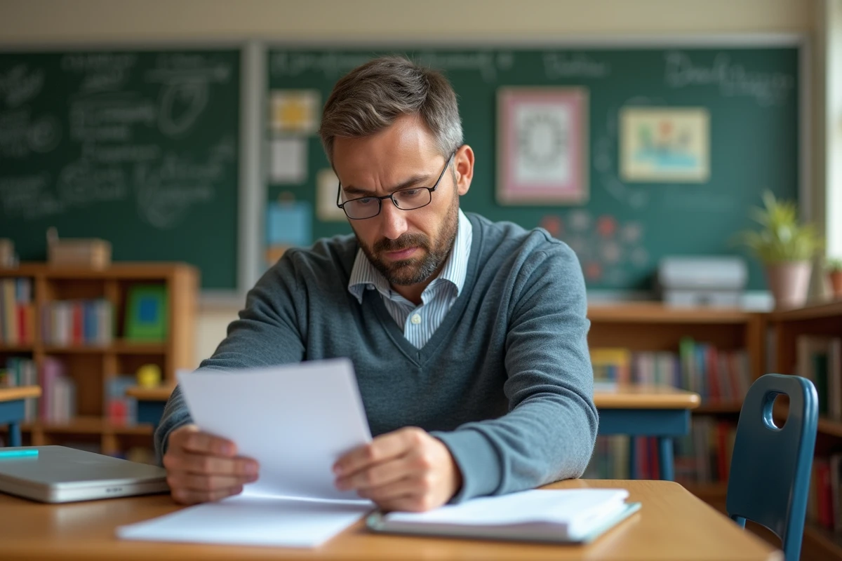 Enseignant lisant une note d