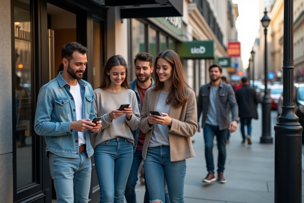 Groupe de fans dans la rue devant un studio télé