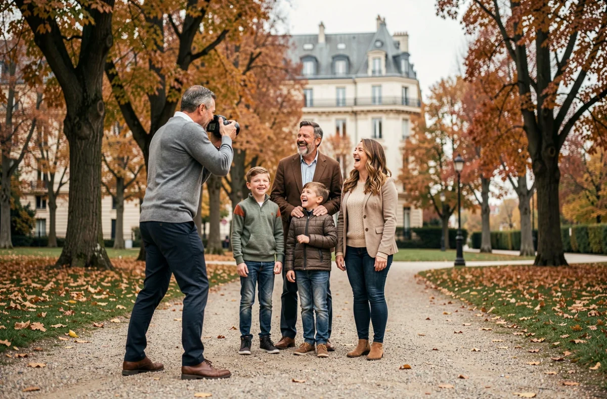 Séance photo de famille en extérieur dans un parc de Clamart à l'automne